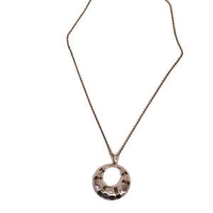 Silver Circle Statement Necklace with gold wire wrap